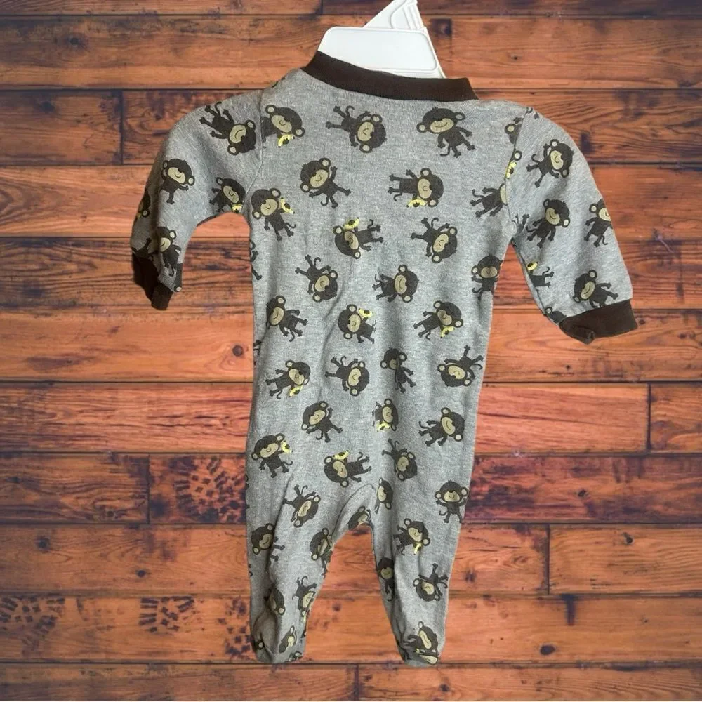 5 for $25🔥3 Months Carter's‎ Grey Monkey Footie Pajamas
